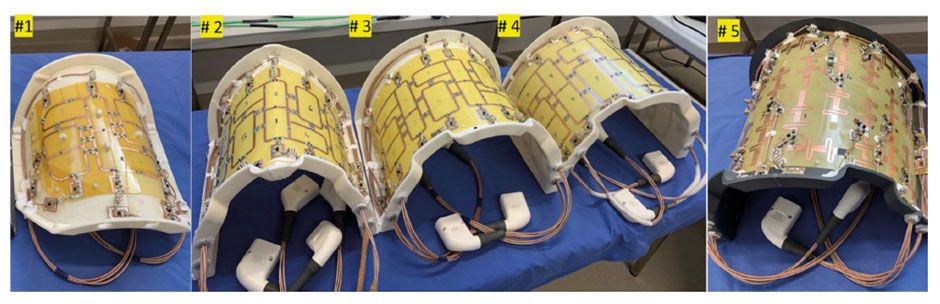 Eigenentwickelte MR-Spulen für die 1H-MRT des Herzens bei 7T, optimiert für Schweine mit einem Gewicht von 30-90 kg.