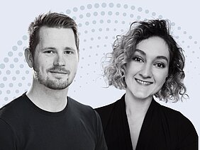 Collage der freigestellten Porträts von Sebastian Evers und Morgane Paternoster 