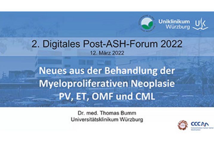 Videovortrag zu "Neues aus der Behandlung der Myeloproliferativen Neoplasie PV, ET, OMF und CML"