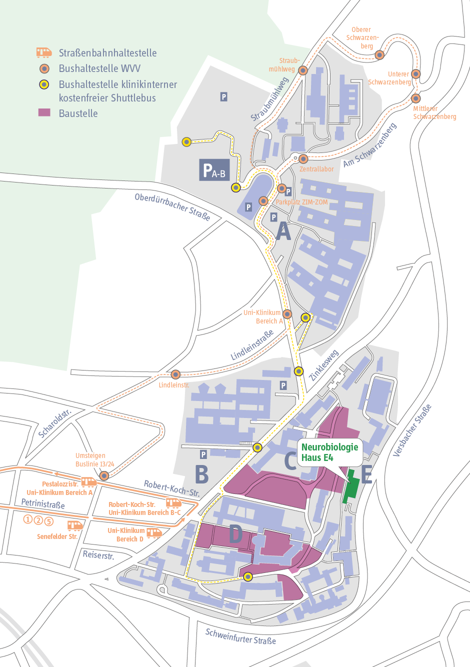 Lageplan des Instituts für Klinische Neurobiologie