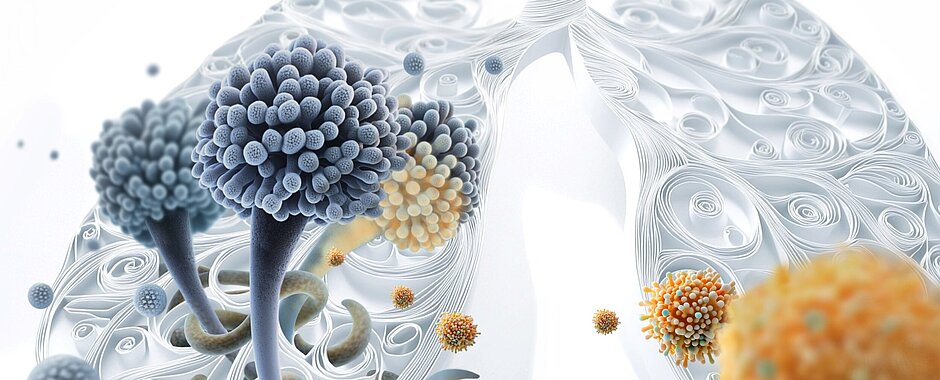 Cover Nanoscale Die Illustration zeigt Pilze in der Lunge