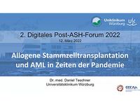Videovortrag zu "Allogene Stammzellentransplantationen und AML in Zeiten der Pandemie"