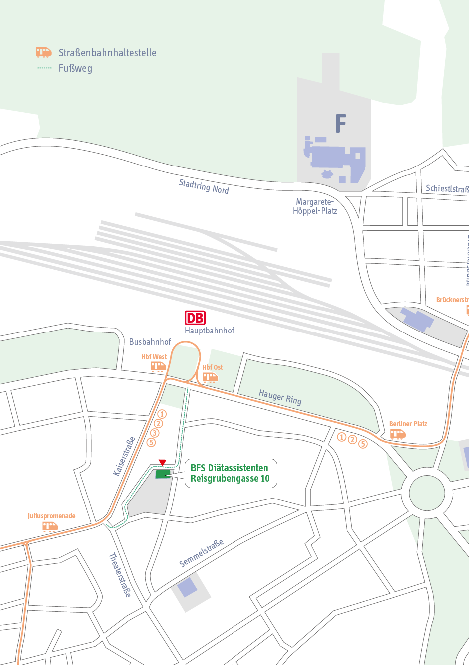 Lageplan Lageplan der Berufsschule für Diätik
