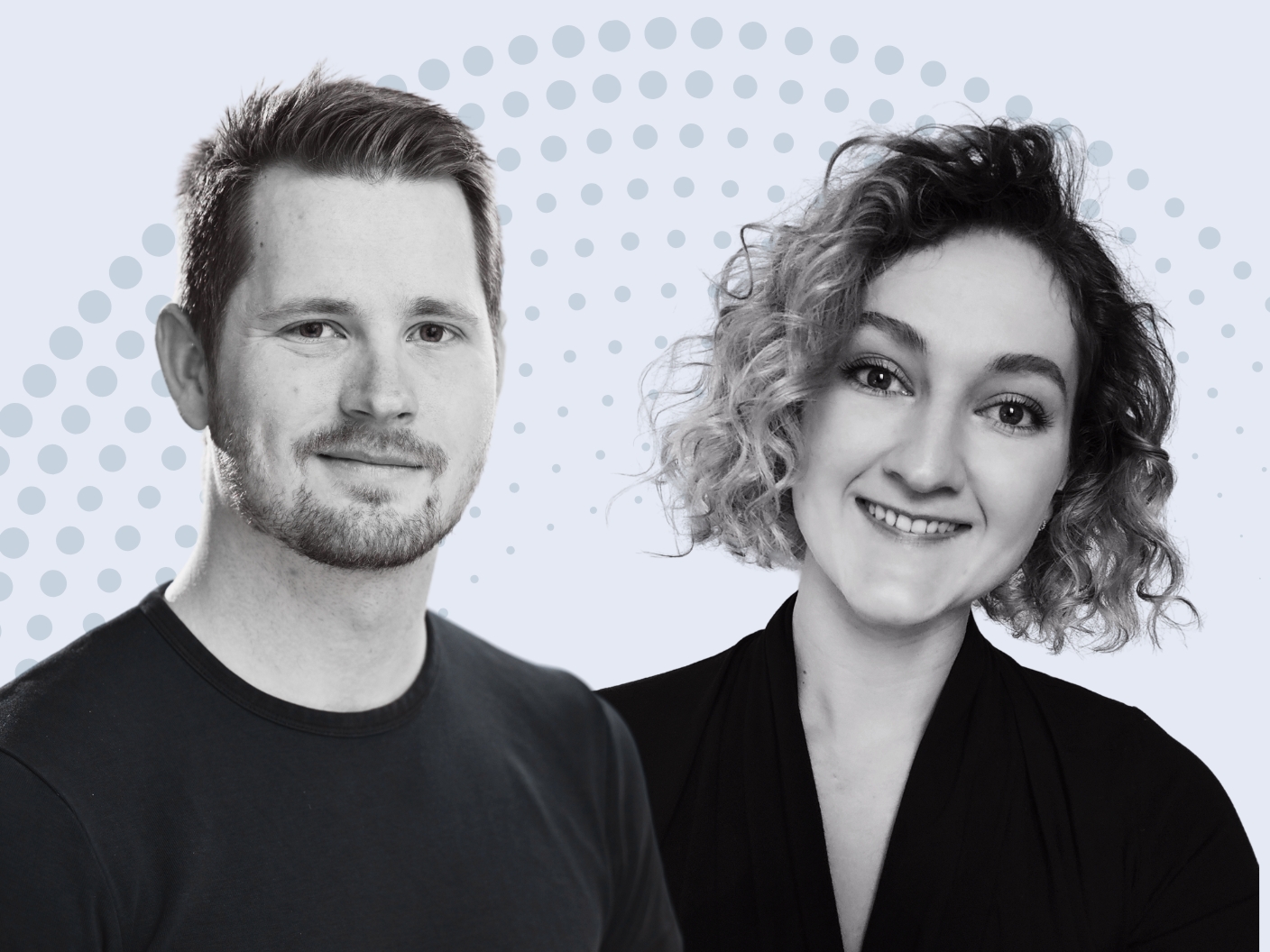 Collage der freigestellten Porträts von Sebastian Evers und Morgane Paternoster 